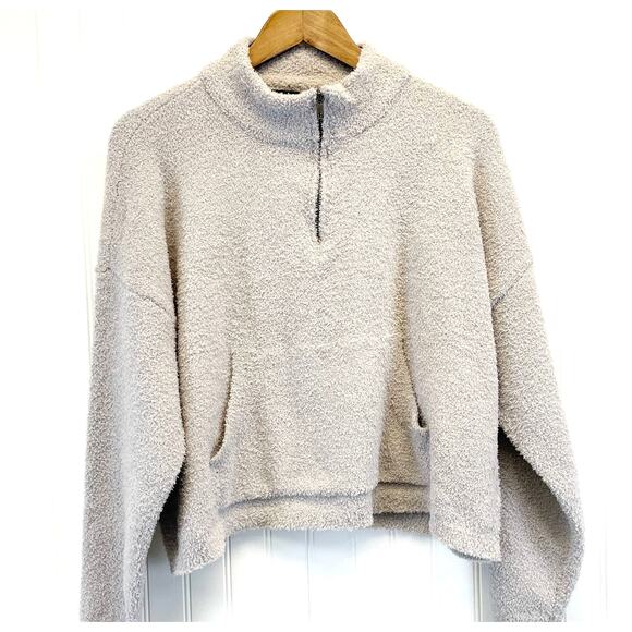 RDI Womens L Cozy Half Zip Pullover Top Sweater Stretchy Light Gray Soft - Picture 2 of 10